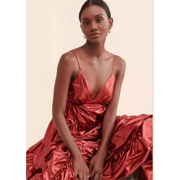 Hutch Metallic Tiered Maxi Dress Size S - Picture 3 of 10